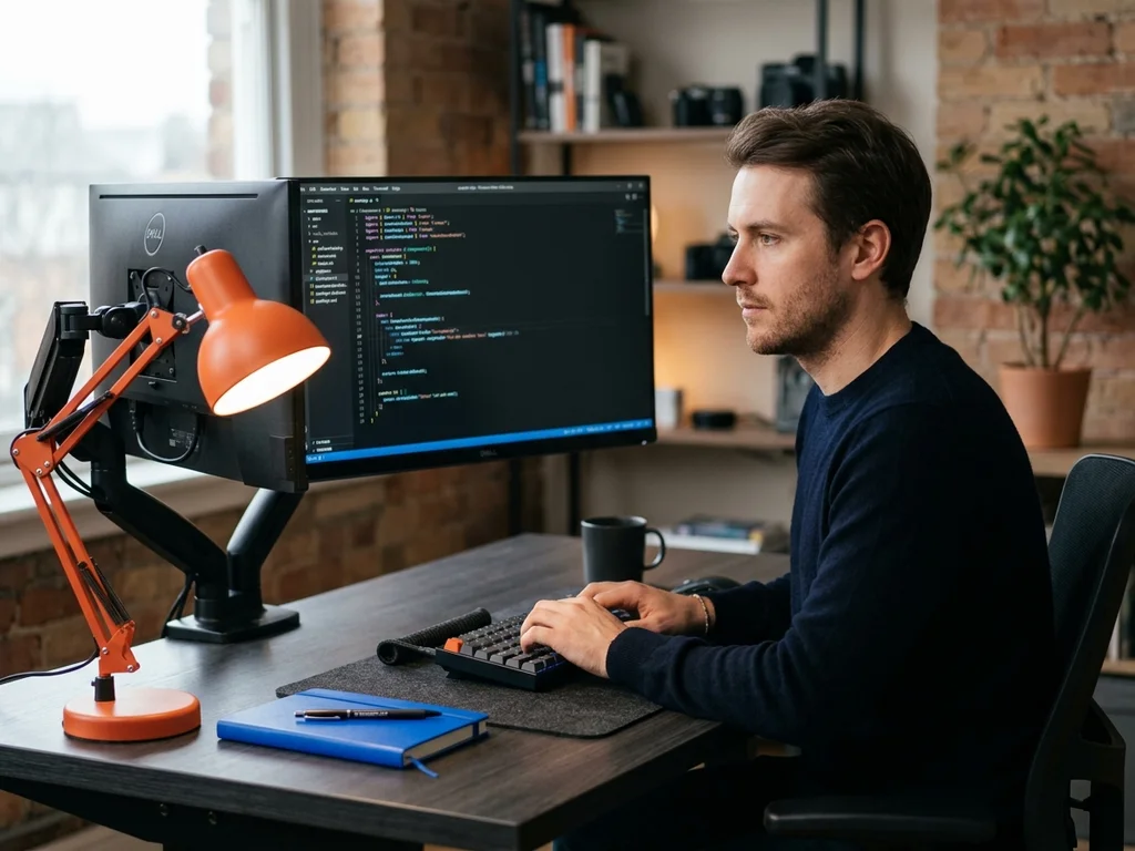 Développeur web travaillant sur du code optimisé pour un site internet performant à Bourg-en-Bresse.